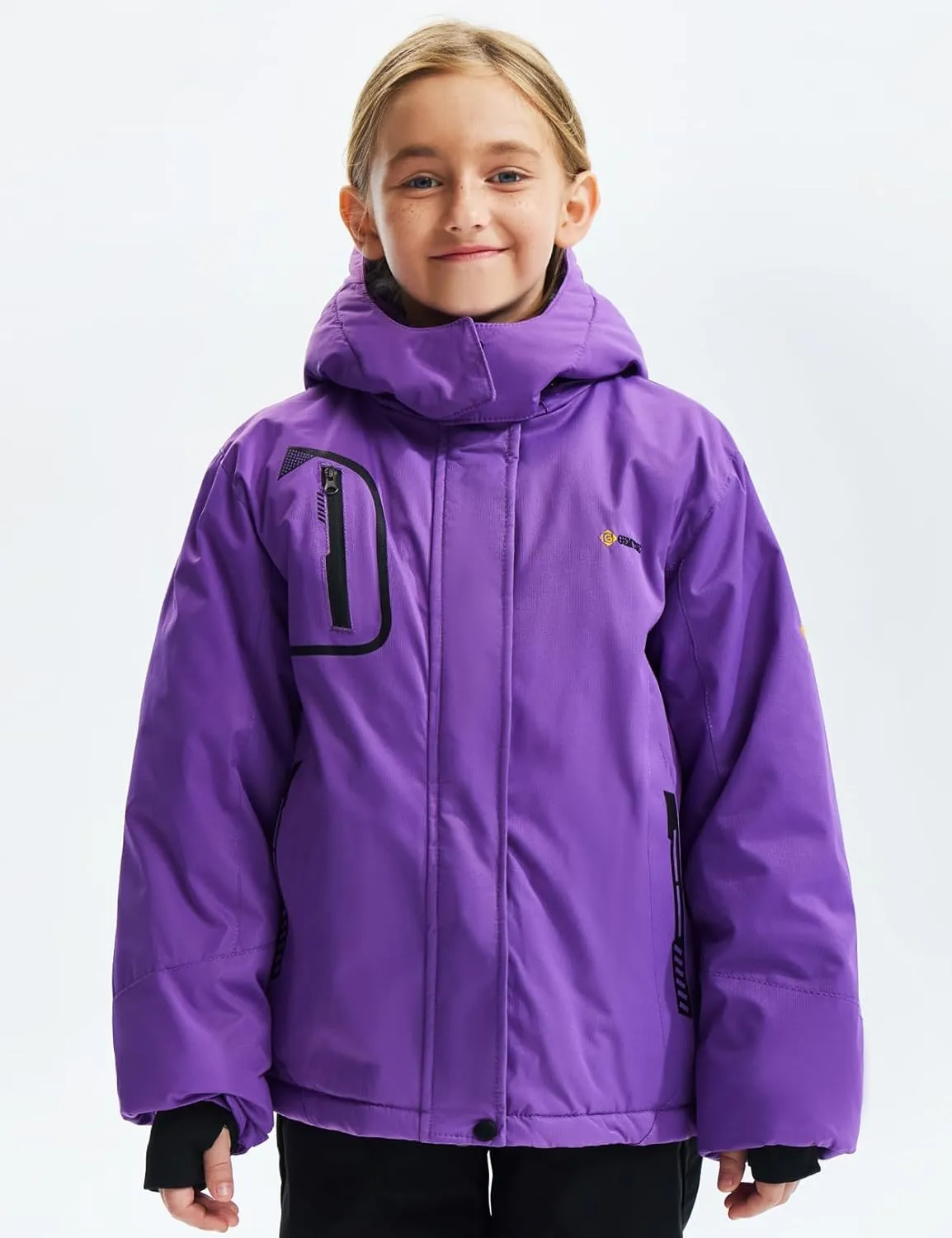 GEMYSE Girl's Waterproof Ski Snow Jacket Fleece Windproof Winter Jacket with Hood