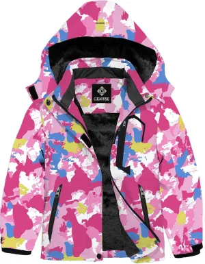 GEMYSE Girl's Waterproof Ski Snow Jacket Fleece Windproof Winter Jacket with Hood