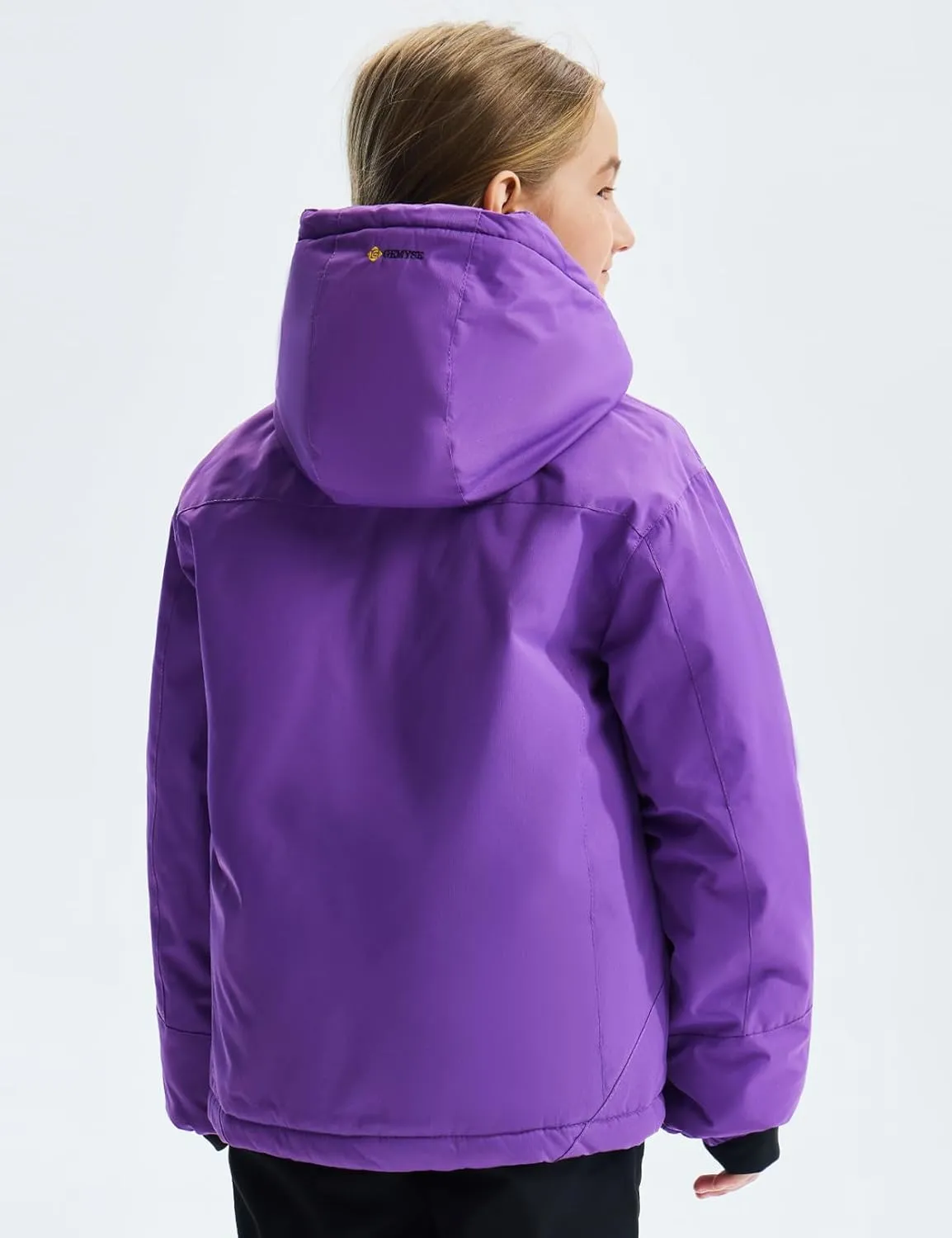 GEMYSE Girl's Waterproof Ski Snow Jacket Fleece Windproof Winter Jacket with Hood