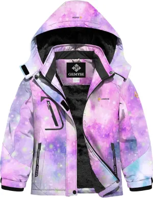 GEMYSE Girl's Waterproof Ski Snow Jacket Fleece Windproof Winter Jacket with Hood