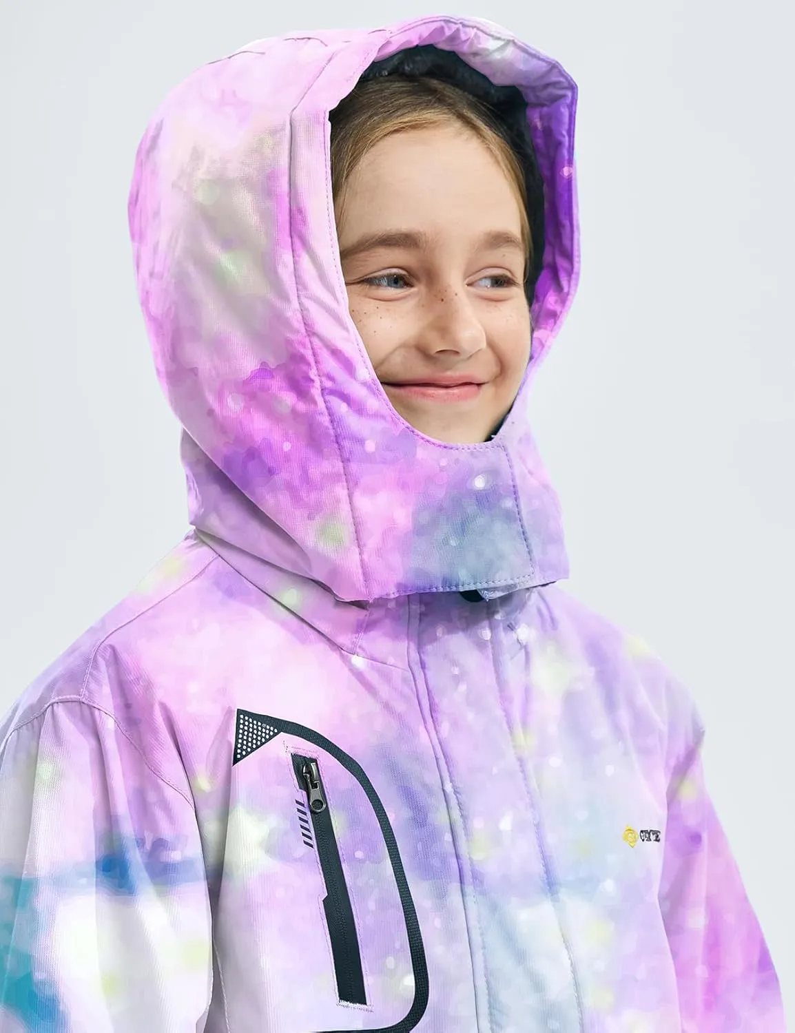 GEMYSE Girl's Waterproof Ski Snow Jacket Fleece Windproof Winter Jacket with Hood