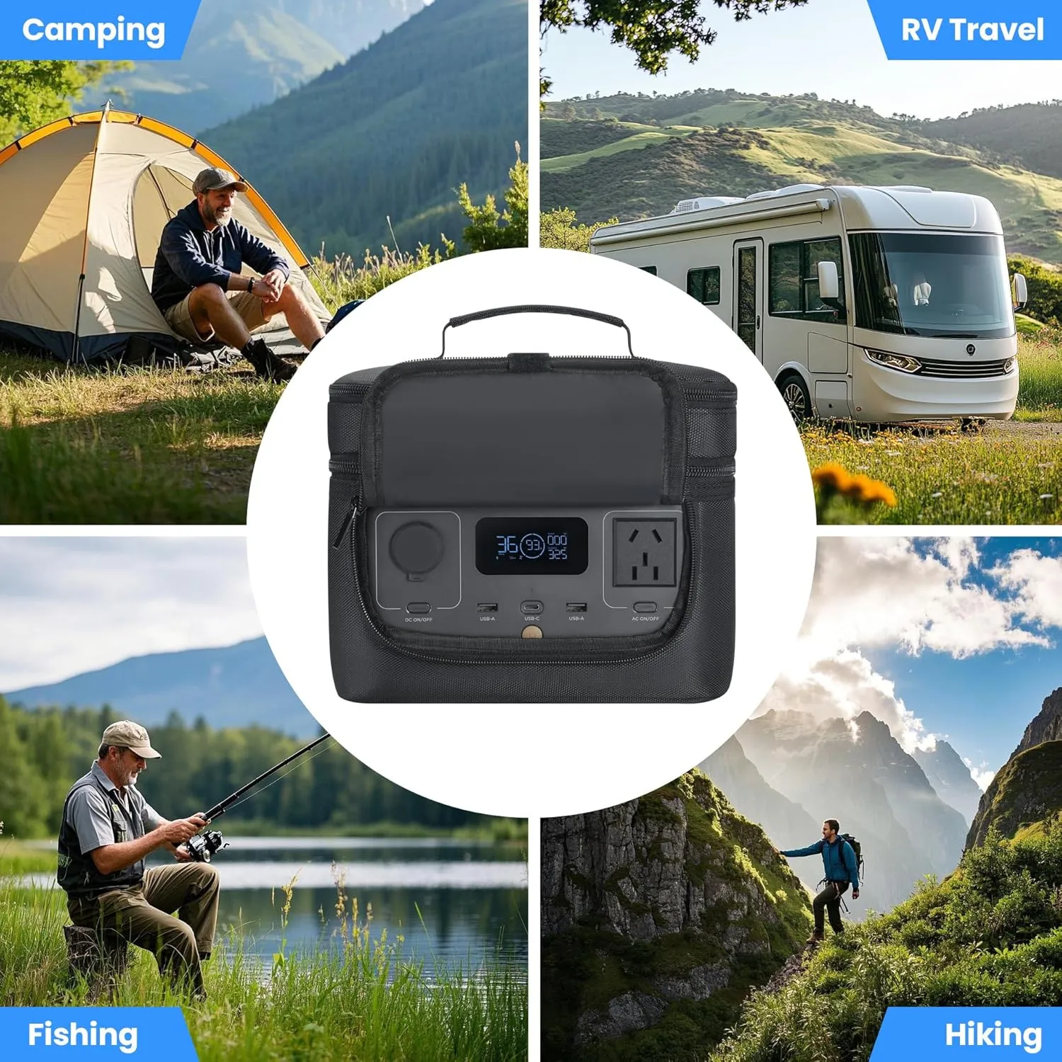 Generator Cover Compatible with ECOFLOW River 2, Soft Carrying Bag with Side Zipper, Adjustable Shoulder Strap, 9.45''8.27''5.51'' (Black, For River 2)