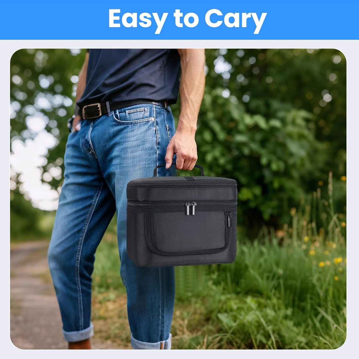 Generator Cover Compatible with ECOFLOW River 2, Soft Carrying Bag with Side Zipper, Adjustable Shoulder Strap, 9.45''8.27''5.51'' (Black, For River 2)