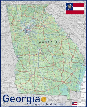 Georgia State Poster Map - 16.5 x 20.4 Inches - Paper Laminated