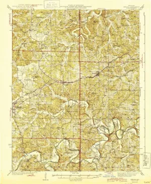 Gerald MO topo map, 1:62500 Scale, 15 X 15 Minute, Historical, 1944, 19.9 x 16.3 in