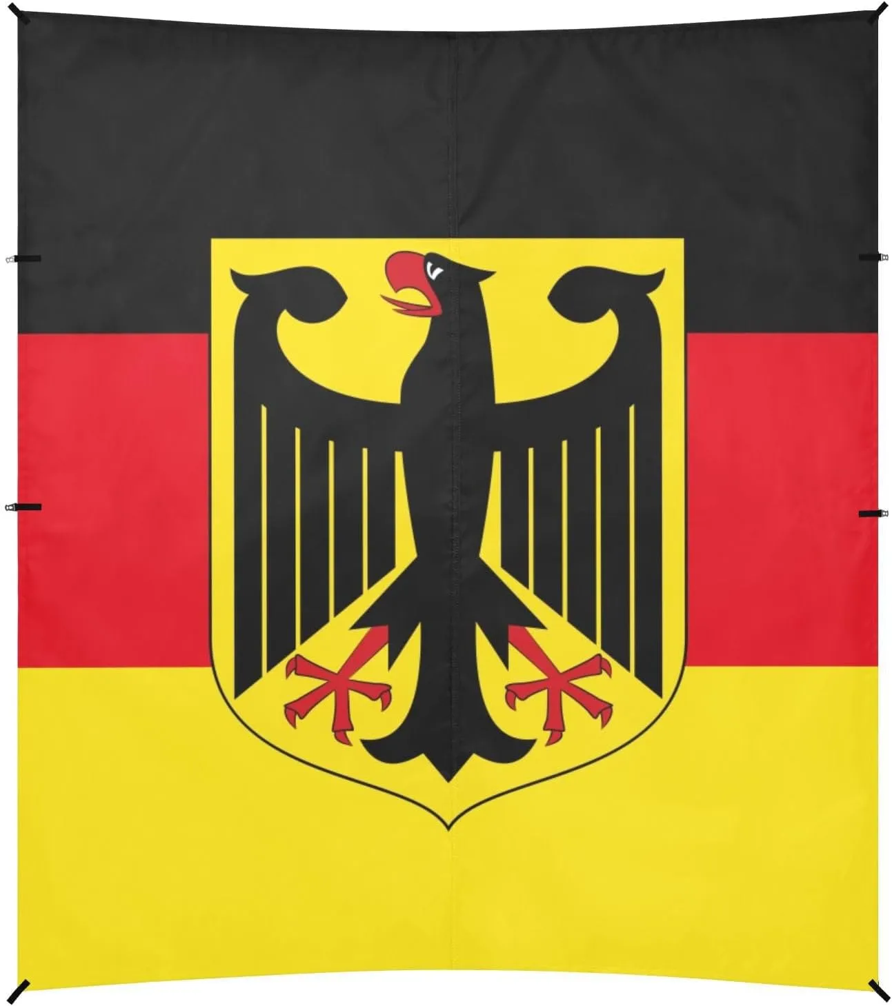 Germany Flag Silk Foldable Beach Canopy UPF50 Water-Resistant Sun Shade with Sandbags, Sand Shovel, Poles for Backyard and Camping