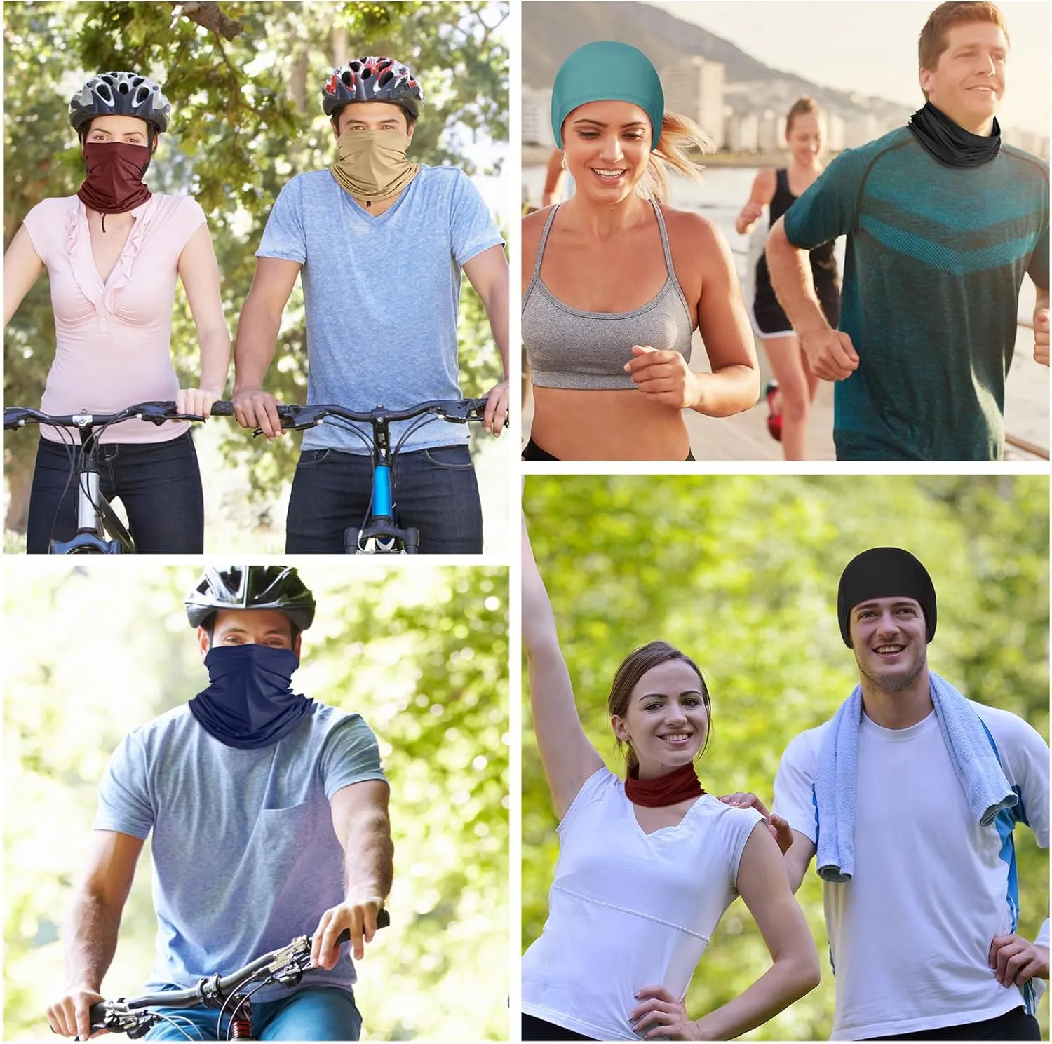 Geyoga 6 Pieces Summer UV Protection Cooling Neck Gaiter Face Clothing Neck Gaiter Mask Scarf Sunscreen Breathable Bandana