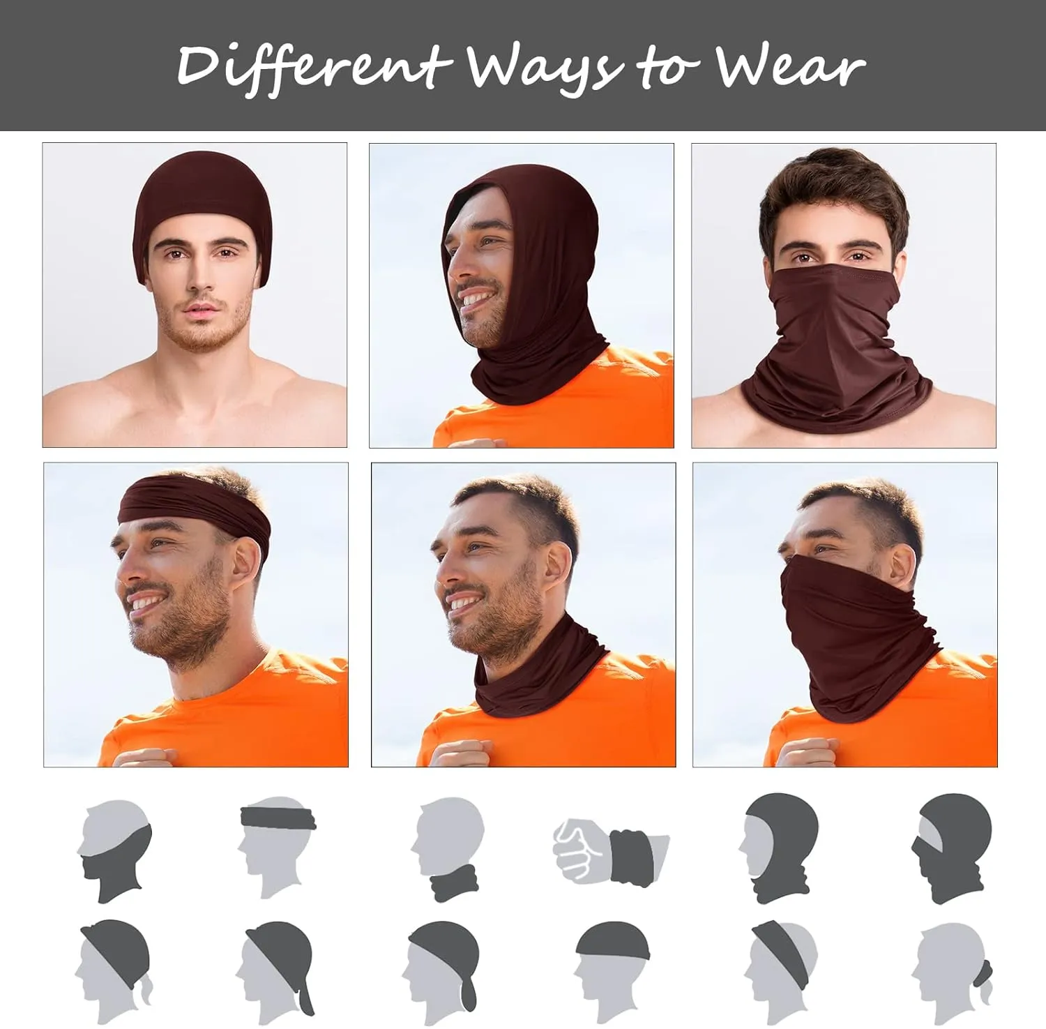 Geyoga 6 Pieces Summer UV Protection Cooling Neck Gaiter Face Clothing Neck Gaiter Mask Scarf Sunscreen Breathable Bandana
