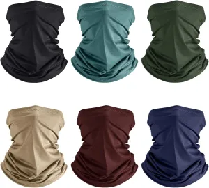 Geyoga 6 Pieces Summer UV Protection Cooling Neck Gaiter Face Clothing Neck Gaiter Mask Scarf Sunscreen Breathable Bandana