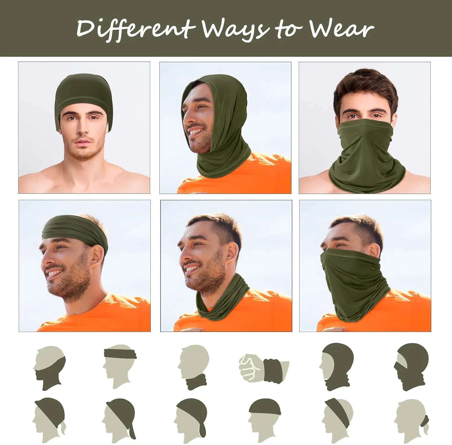 Geyoga 6 Pieces Summer UV Protection Cooling Neck Gaiter Face Clothing Neck Gaiter Mask Scarf Sunscreen Breathable Bandana