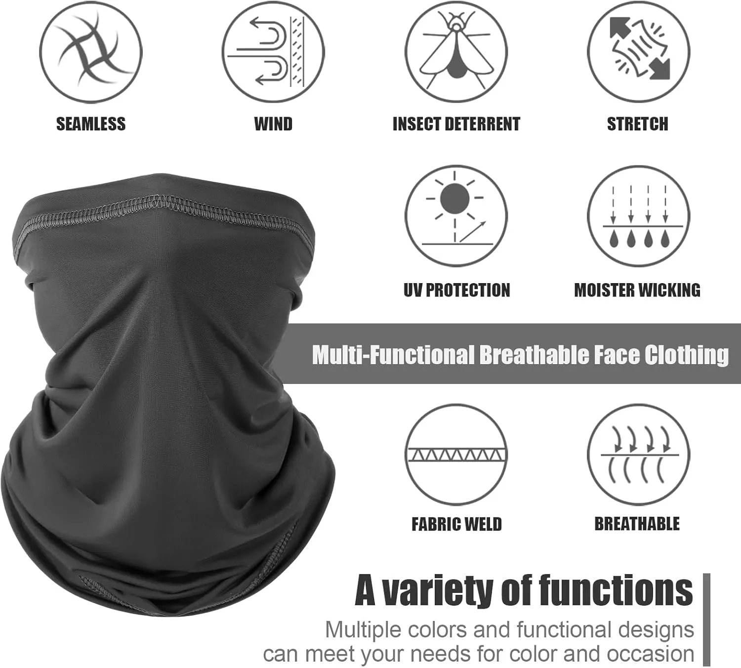 Geyoga 6 Pieces Summer UV Protection Cooling Neck Gaiter Face Clothing Neck Gaiter Mask Scarf Sunscreen Breathable Bandana