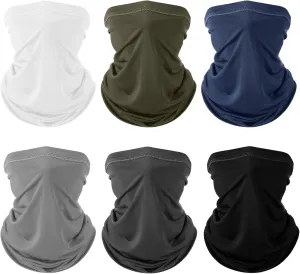 Geyoga 6 Pieces Summer UV Protection Cooling Neck Gaiter Face Clothing Neck Gaiter Mask Scarf Sunscreen Breathable Bandana