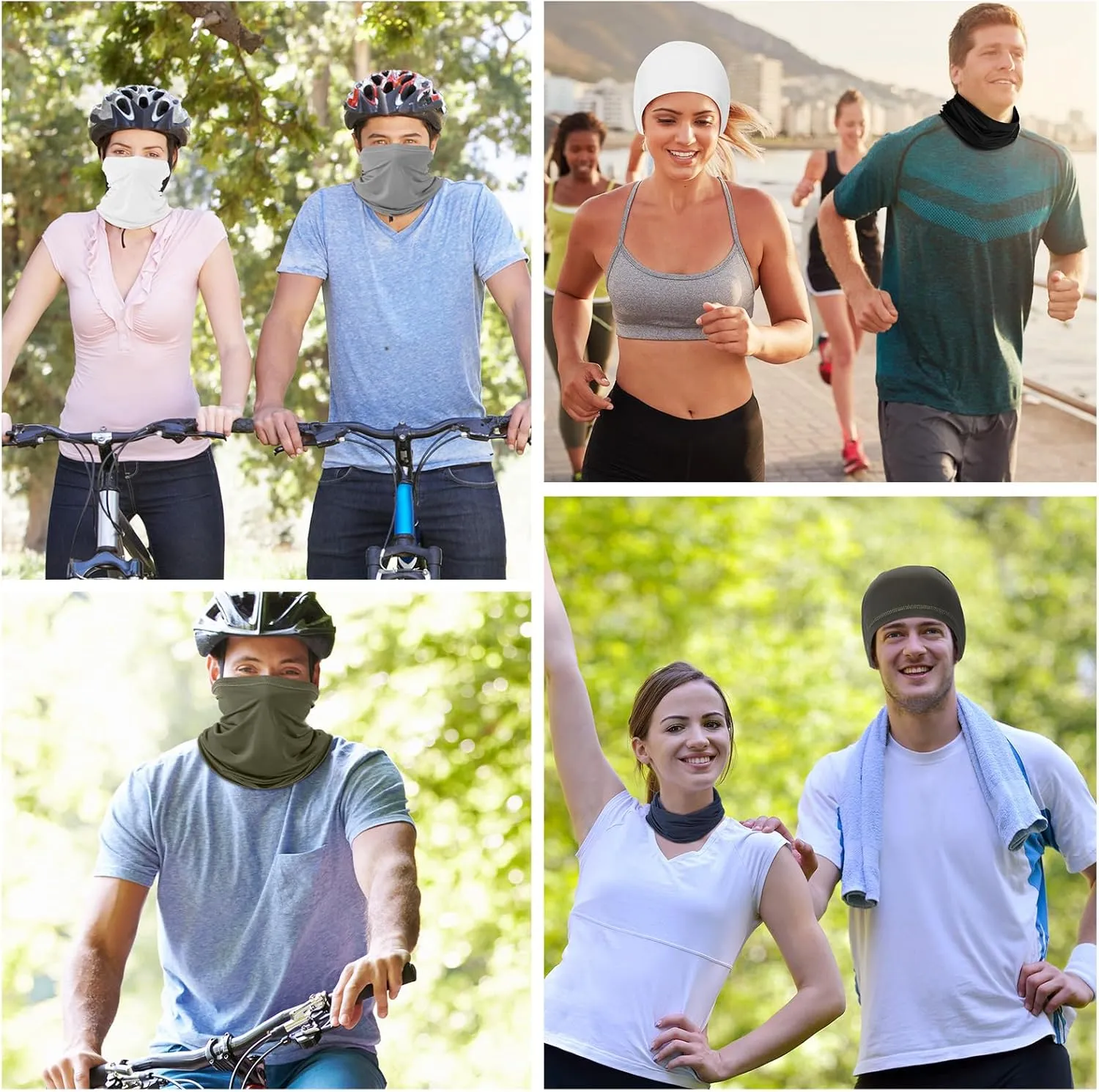 Geyoga 6 Pieces Summer UV Protection Cooling Neck Gaiter Face Clothing Neck Gaiter Mask Scarf Sunscreen Breathable Bandana