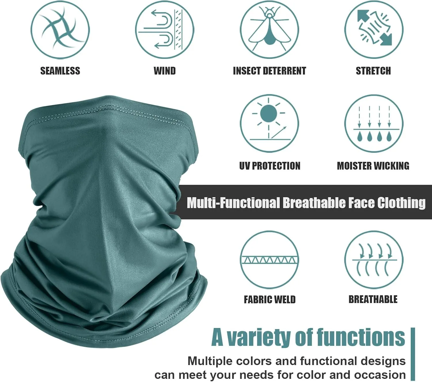 Geyoga 6 Pieces Summer UV Protection Cooling Neck Gaiter Face Clothing Neck Gaiter Mask Scarf Sunscreen Breathable Bandana