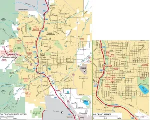 Gifts Delight Laminated 30x24 Poster: Colorado Springs Road map