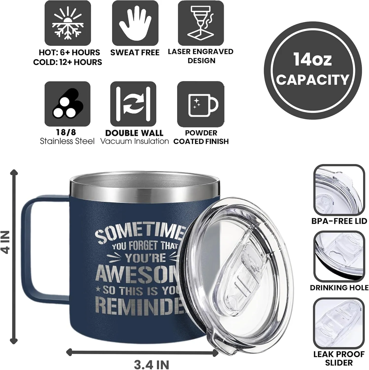 Gifts for Men - Fathers Day Gift for Dad, Grandpa, Uncle, Husband - Anniversary, Birthday, Inspirational Gifts for Men, Him - Funny Mens Gift Ideas Unique - 14 Oz Stainless Steel Coffee Mug
