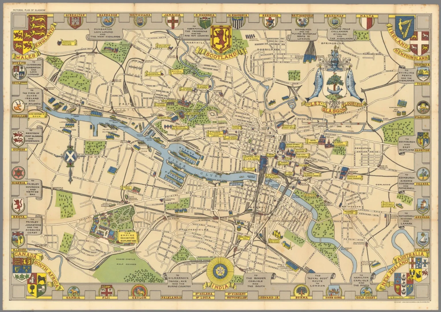 Glasgow Historical Pictorial Wall Map