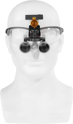 Global-Dental Magnification Binocular Loupes Magnifier Cordless 3W Headlamp with Filter Black (2.5X)