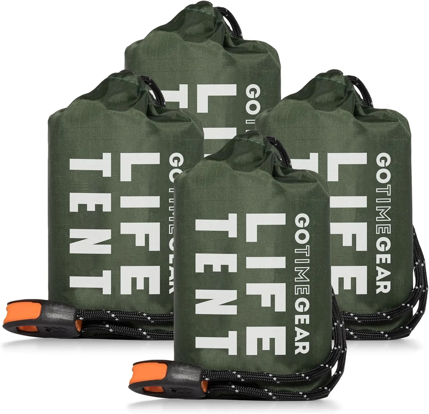 Go Time Gear Survival Life Tent • 2 Person Mylar Emergency Shelter Tube Tent   Paracord • All-Weather Protection for Camping, Hiking, & Survival Kits • Includes Emergency Whistle