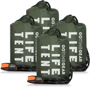 Go Time Gear Survival Life Tent • 2 Person Mylar Emergency Shelter Tube Tent   Paracord • All-Weather Protection for Camping, Hiking, & Survival Kits • Includes Emergency Whistle