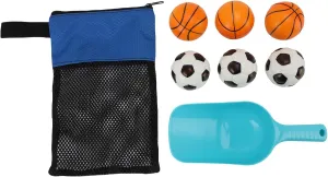 GOTOTOP Beach Ball Throwing Game Outdoor Toss Game Set with 3 Soccer Balls 3 Basketballs 1 Shovel 1 Mesh Bag for Family Beach Vacation Camping