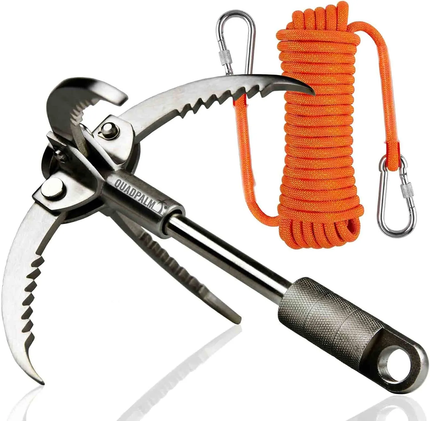 Grappling Hook and Rope 10M (32ft) - Multifunctional Heavy Duty Survival Hook - 4 Stainless Steel Folding Claws - Survival Gear - Outdoors Camping Hiking