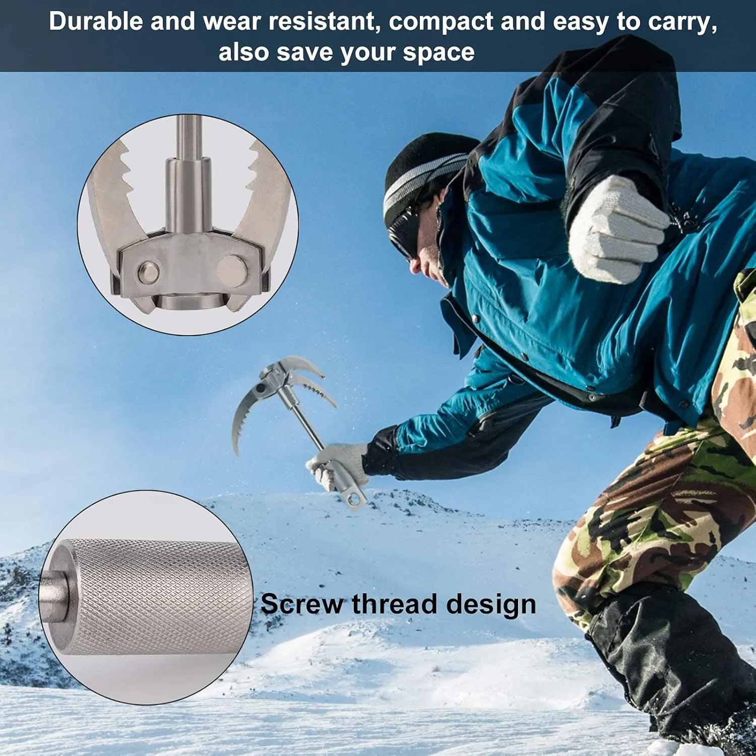 Grappling Hook Folding Claw Multifunctional Stainless Steel Hook for Outdoor Camping Hiking Tree Rock Mountain Climbing
