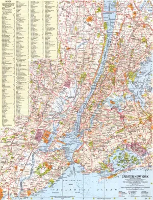 Greater New York Wall Map - Published 1964 by National Geographic