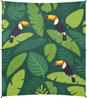 Green-leafed Toucan Foldable Beach Tent UPF50  Waterproof Portable Sunshade with Sand Shovel for Camping, Picnics, Backyard