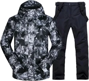 GS SNOWING Men's Winter Windproof Waterproof Snowsuit Snowboard Jacket and Ski Pants for Snow Sport