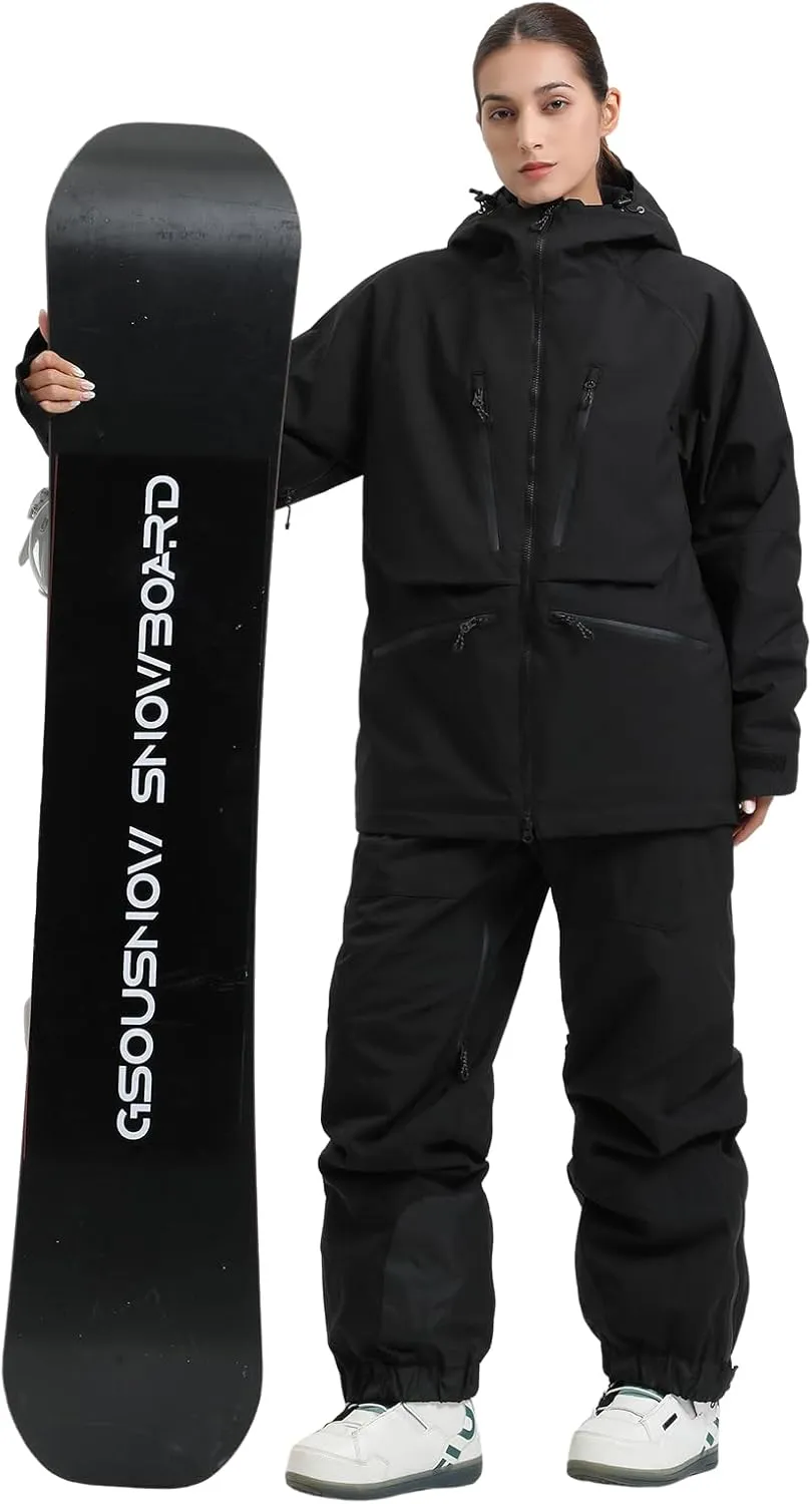 GSOU SNOW Mens Snowboard Jacket Womens Ski Coat Waterproof Insulated Snow Coat Winter Hooded Mountain Jackets