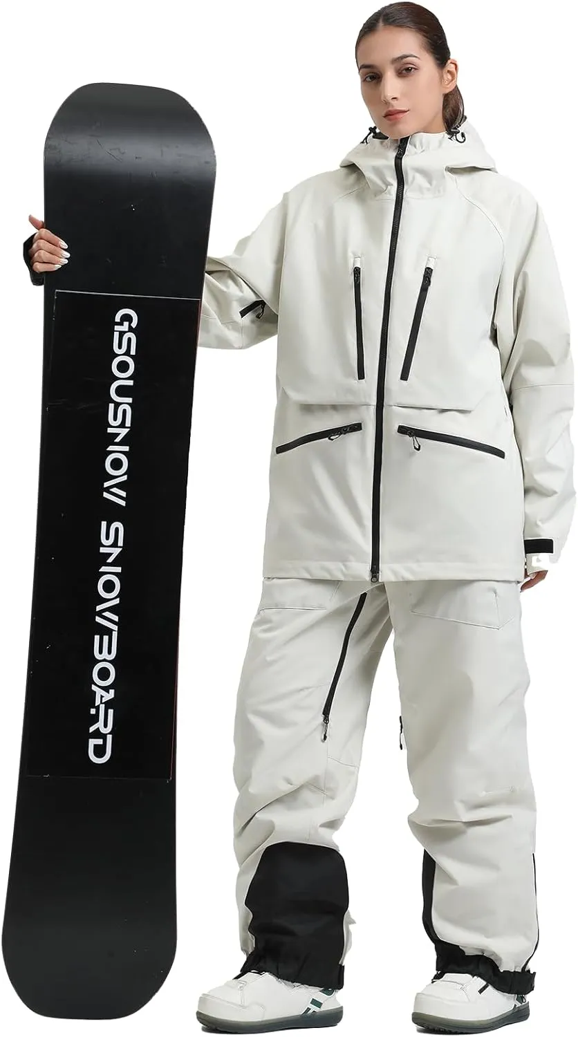 GSOU SNOW Mens Snowboard Jacket Womens Ski Coat Waterproof Insulated Snow Coat Winter Hooded Mountain Jackets
