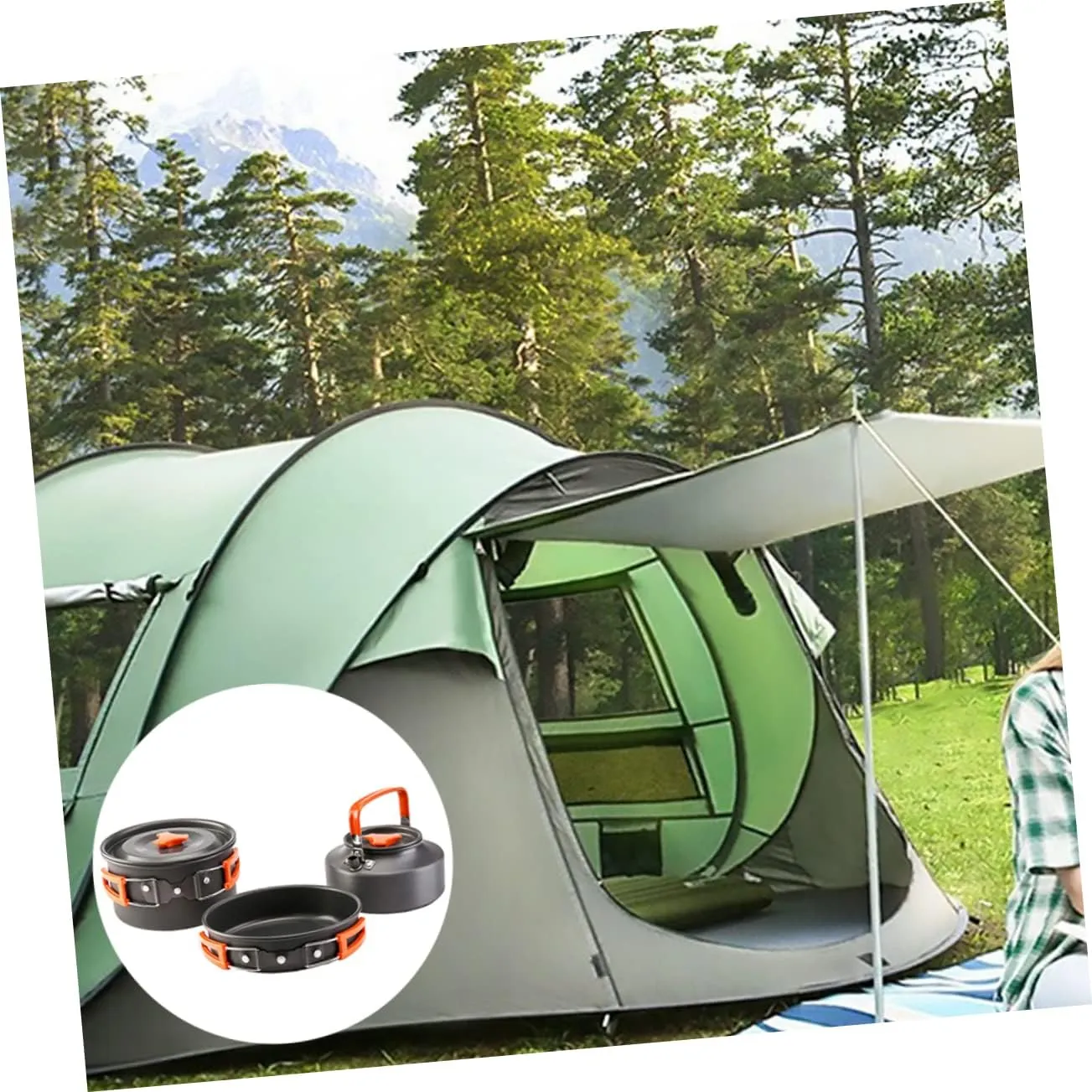 HANABASS 1 Set Camping Pan Set Portable Cutlery Camping Cookware Kit Camping Tool Camping Utensils Camping Pots