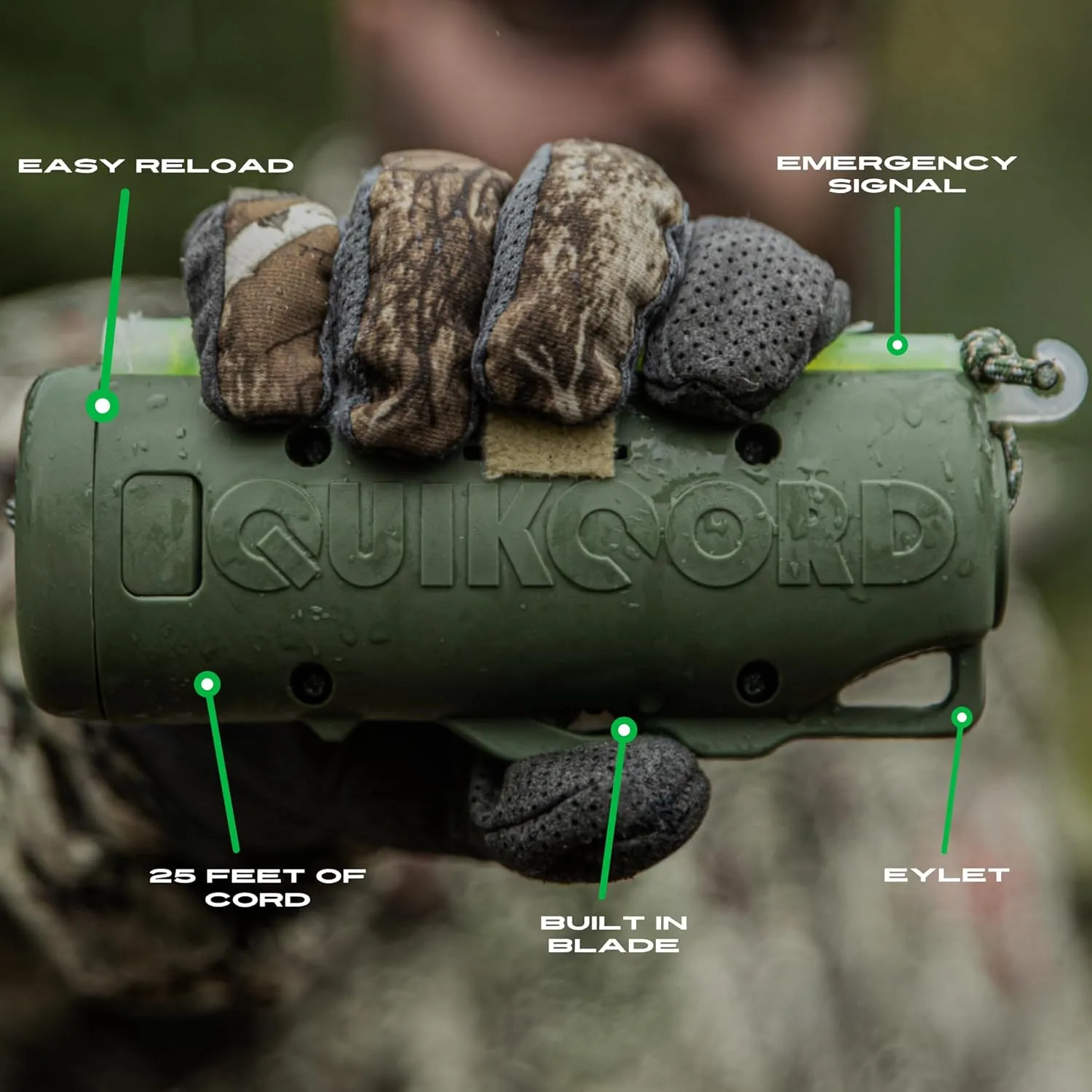 Handheld 550 Paracord Dispenser and Survival Tool with 12-hr SnapLight and 25 feet of 7-Strand 550lb Rated Paracord - Ideal Outdoors and General Every Day Carry.