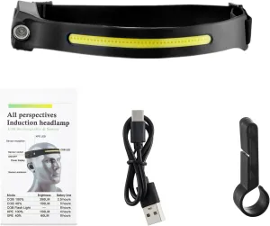 Happybuy 2PCS Rechargeable Headlamp, 350 Lumens, 230° Beam, 6 Modes, IPX4 Waterproof, Motion Sensor, for Camping, Hiking, etc.