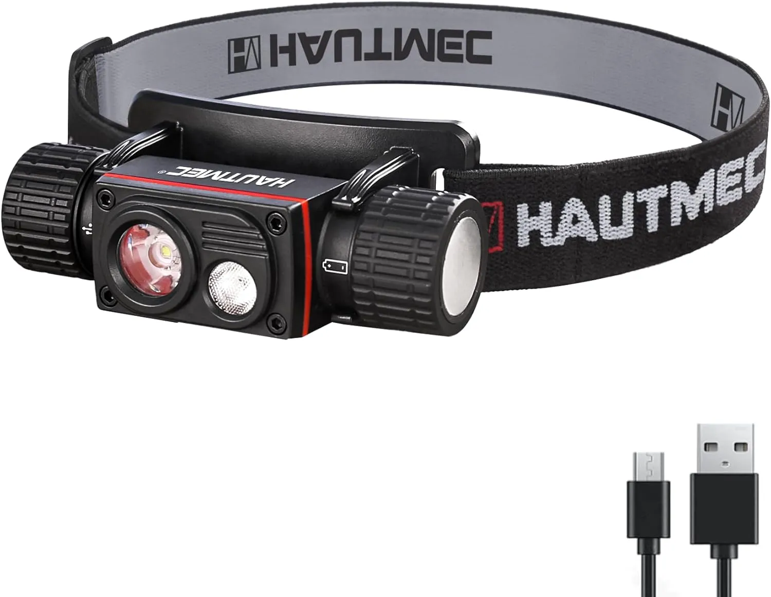 HAUTMEC Rechargeable Headlamp 1000 Lumens LED Headlights Head Lamp as Work Light or Flashlight with Spot and Flood Dual Beams in 4 Output Modes
