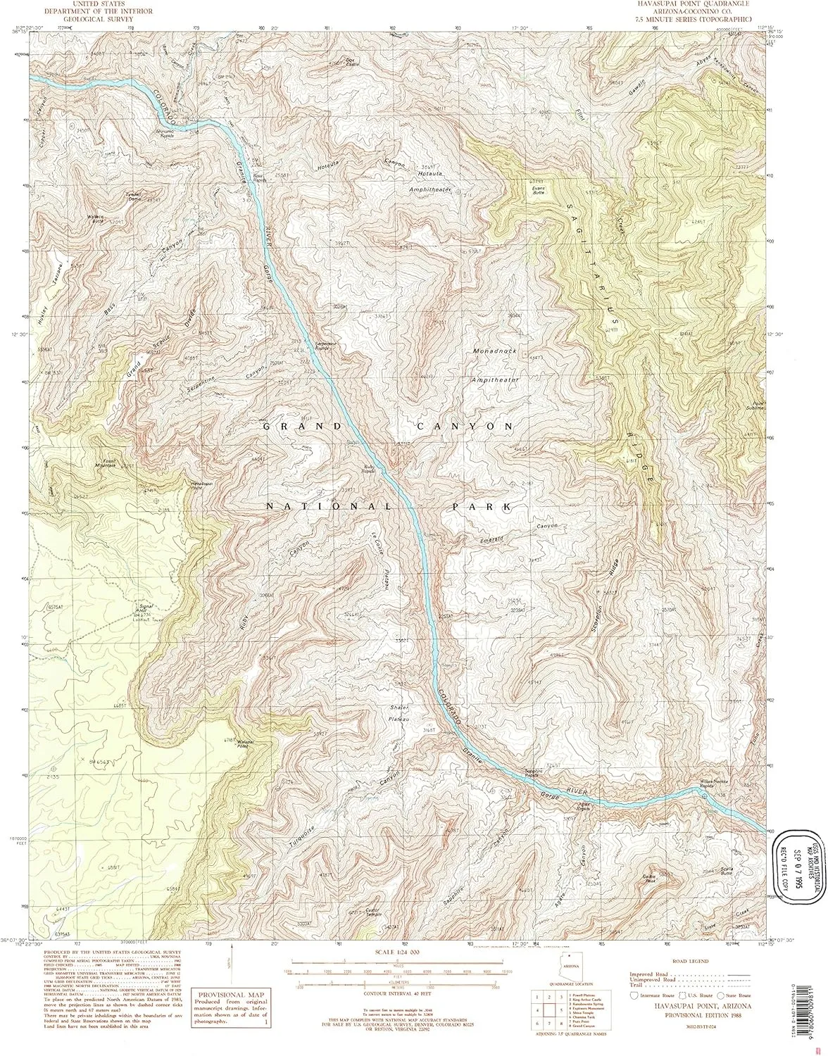 Havasupai Point AZ topo map, 1:24000 Scale, 7.5 X 7.5 Minute, Historical, 1988, Updated 1988, 26.8 x 22 in
