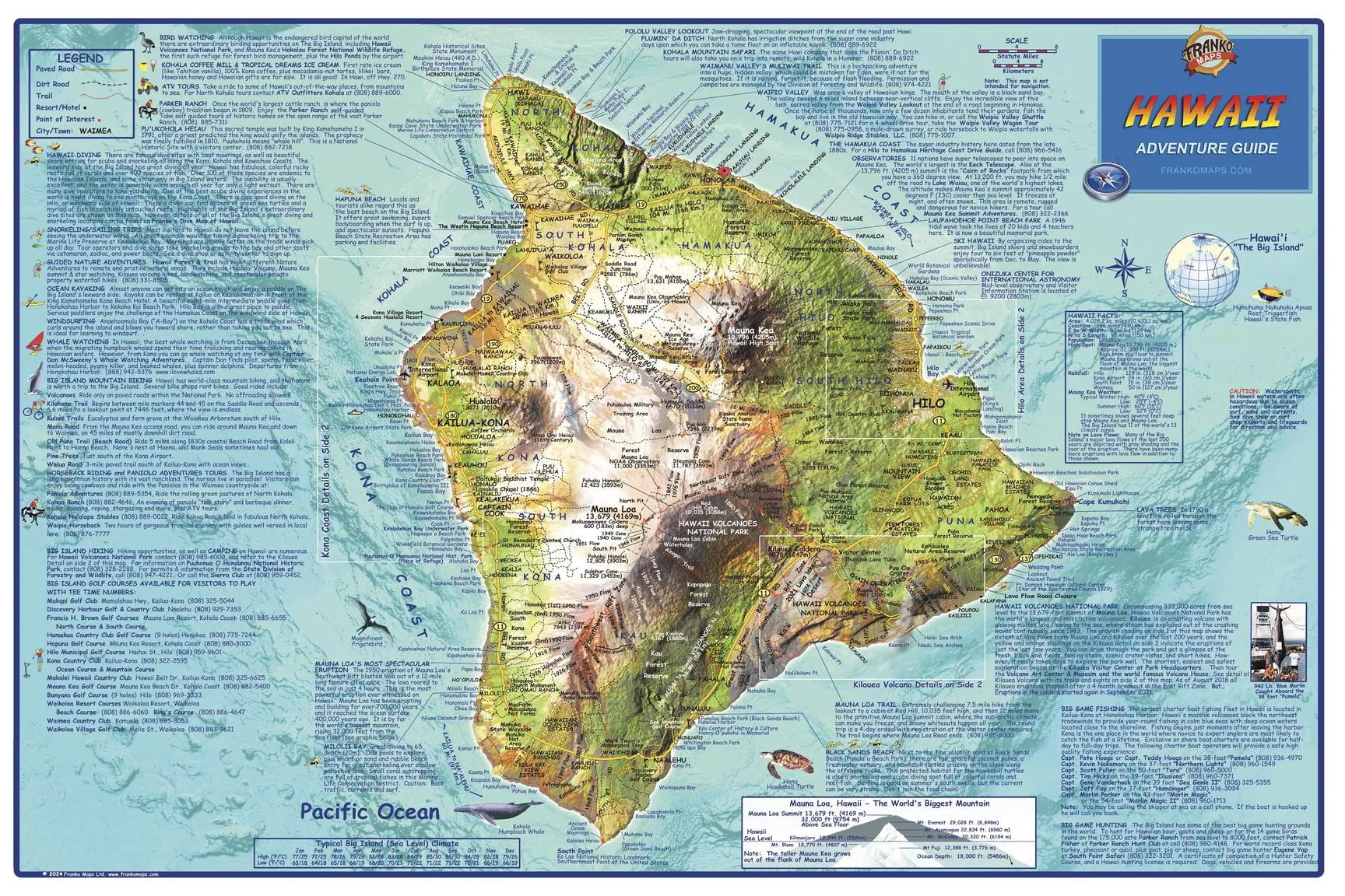Hawaii Big Island Wall Map by Franko