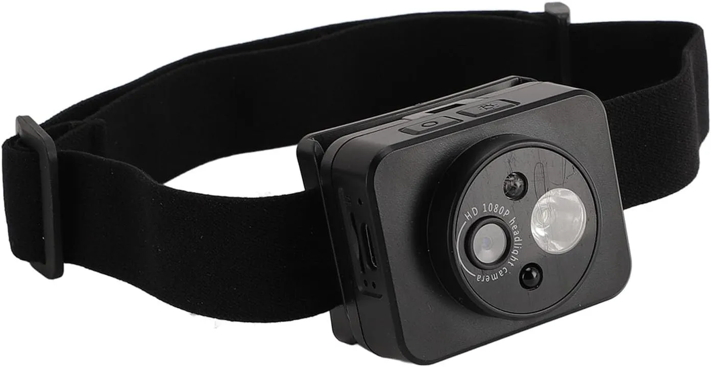 Head Camera, 1080P LED Headlamp Camera 45 Degree Adjustable, Fast Charging, Portable Wearable Video Recorder Handsfree for Camping Running Cycling