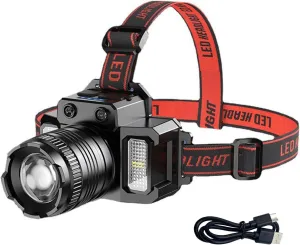 Head Lamp Flashlight, 1200ML Rechargeable LED Headlamp with 360° Adjustable Lighting Angle, 4 Modes Head Light for Camping Fishing Hunting