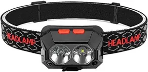 Headlamp Rechargeable, 1100 Lumen Super Bright Motion Sensor Head Lamp Flashlight, Waterproof LED Headlight with White Red Light, 4 Modes Head Lights for Camping Cycling Running Fishing