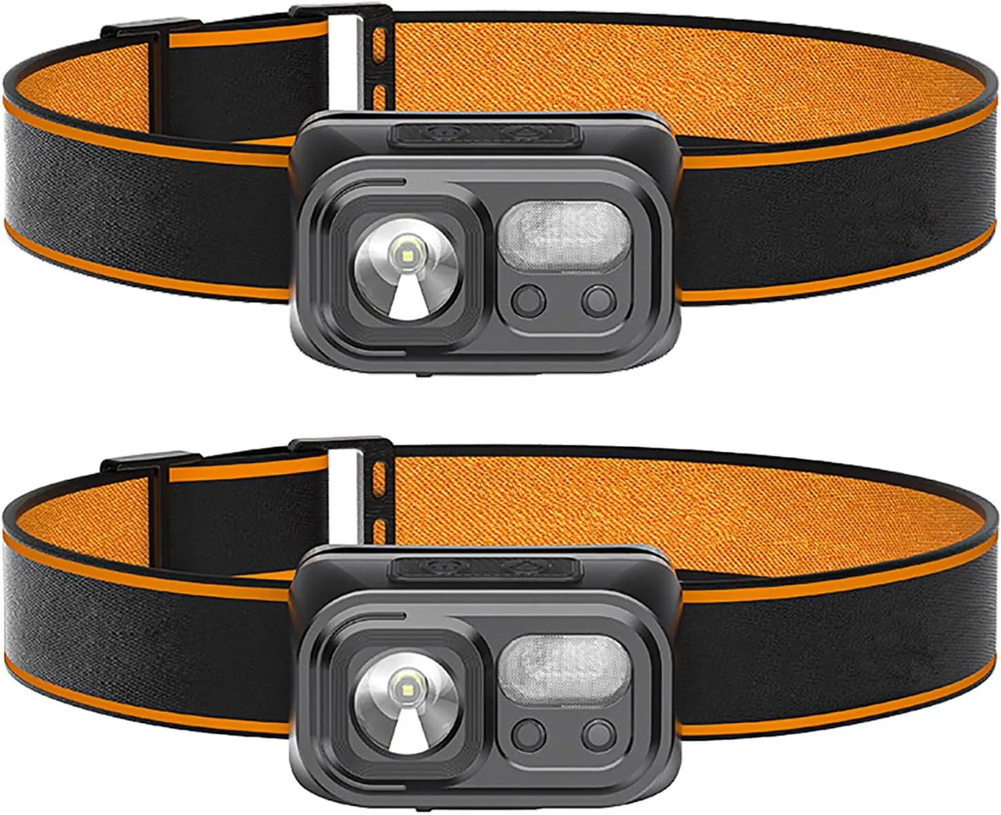 Headlamp Rechargeable with 6 Modes Camping Headlamp Motion Sensor Waterproof Head Lights for Forehead with Adjustable Headband for Running, Camping, Hiking 2 Pack