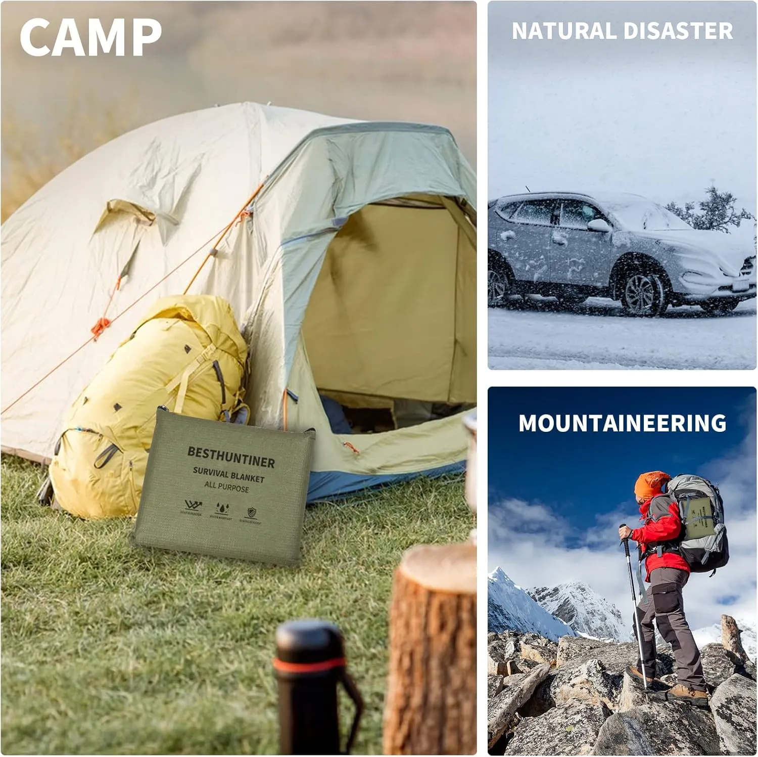 Heavy Duty Survival Blanket -Multifunctional Reflective Tarp Thermal Blanket - 60" x 83" Waterproof Sandproof for Camping Hiking Outdoors Multifunctional Emergency Blanket…