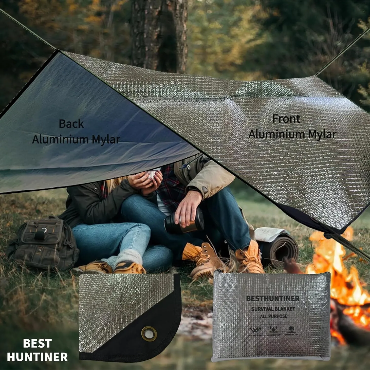 Heavy Duty Survival Blanket -Multifunctional Reflective Tarp Thermal Blanket - 60" x 83" Waterproof Sandproof for Camping Hiking Outdoors Multifunctional Emergency Blanket…