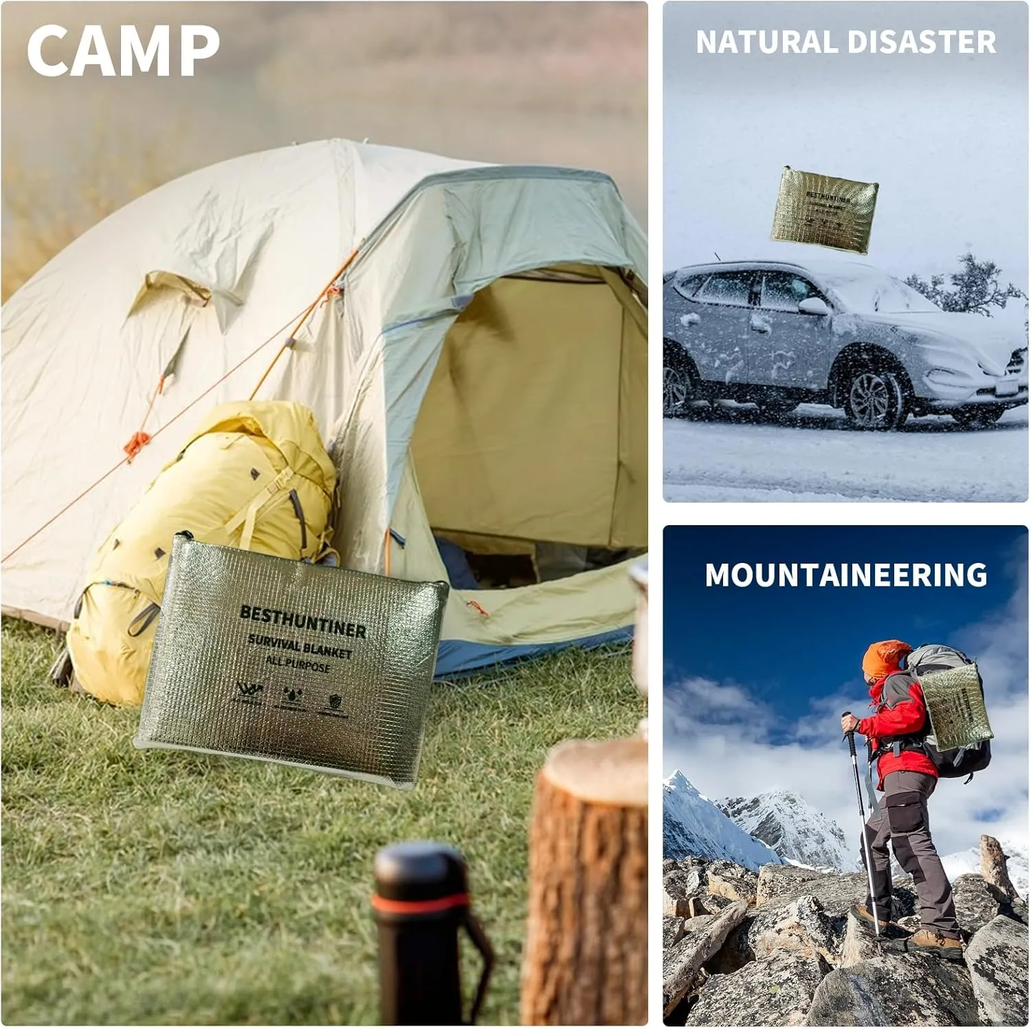 Heavy Duty Survival Blanket -Multifunctional Reflective Tarp Thermal Blanket - 60" x 83" Waterproof Sandproof for Camping Hiking Outdoors Multifunctional Emergency Blanket…