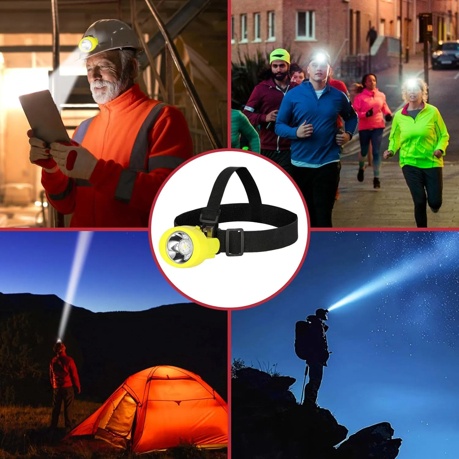 High Lumens LED Mining Headlamp with Hat - Waterproof, Durable, Long-Lasting Rechargeable Headlight, Adjustable Strap, Perfect for Miners Camping Hiking (KL2.8 Yellow with Hat)