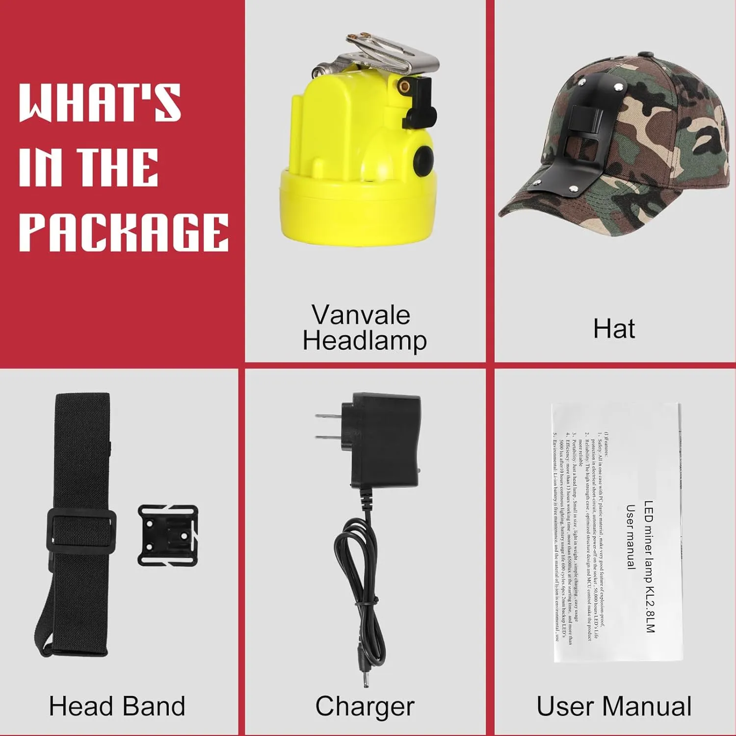 High Lumens LED Mining Headlamp with Hat - Waterproof, Durable, Long-Lasting Rechargeable Headlight, Adjustable Strap, Perfect for Miners Camping Hiking (KL2.8 Yellow with Hat)
