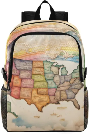 Hiking Backpack Packable Lightweight Camping Backpack Men Women Waterproof Hiking Daypack Outdoor Travel Daypack, America Map (19)