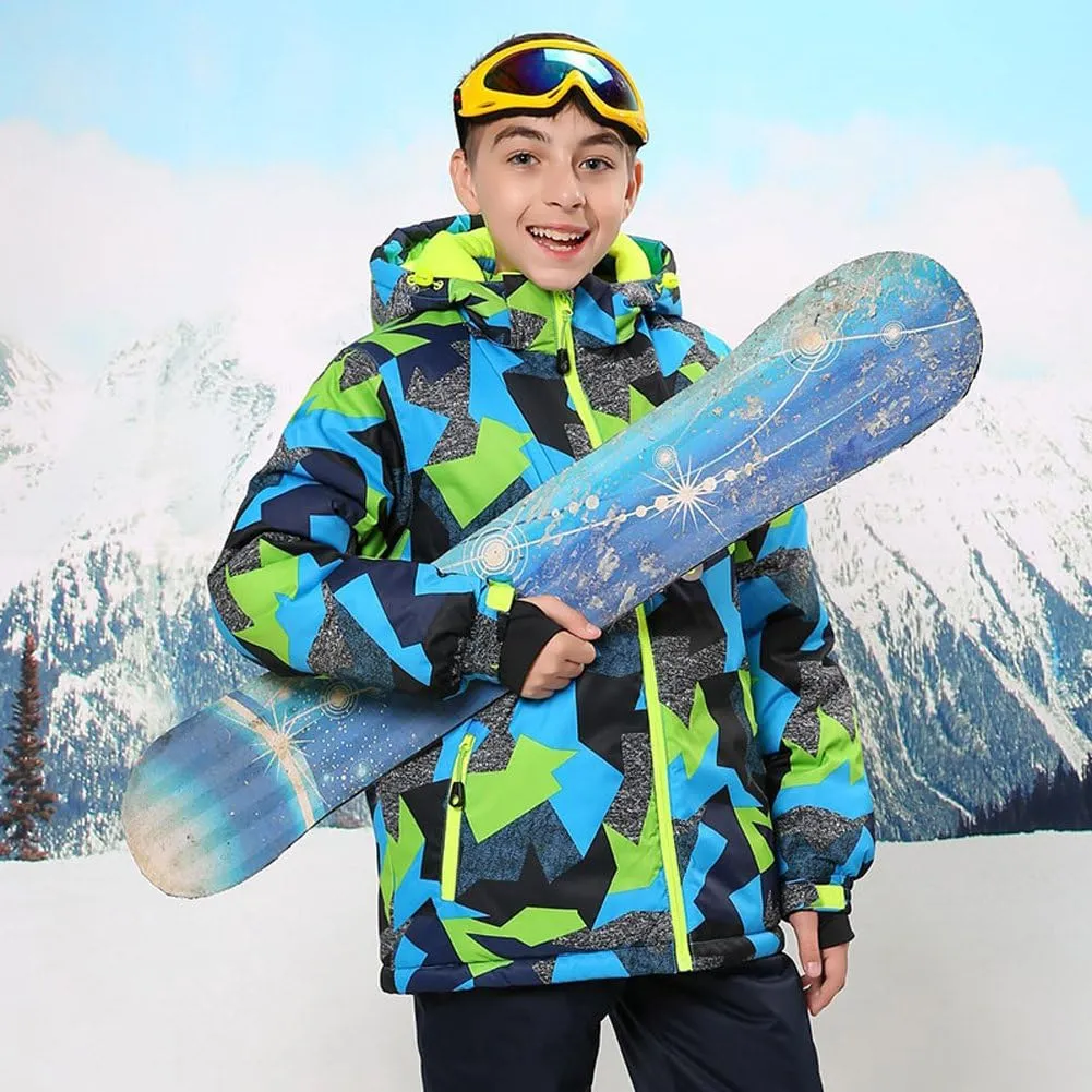 HOTIAN Boys Ski Jacket Colorful Waterproof Insulated Snow Coat Windproof Unisex Winter Outdoor Coats