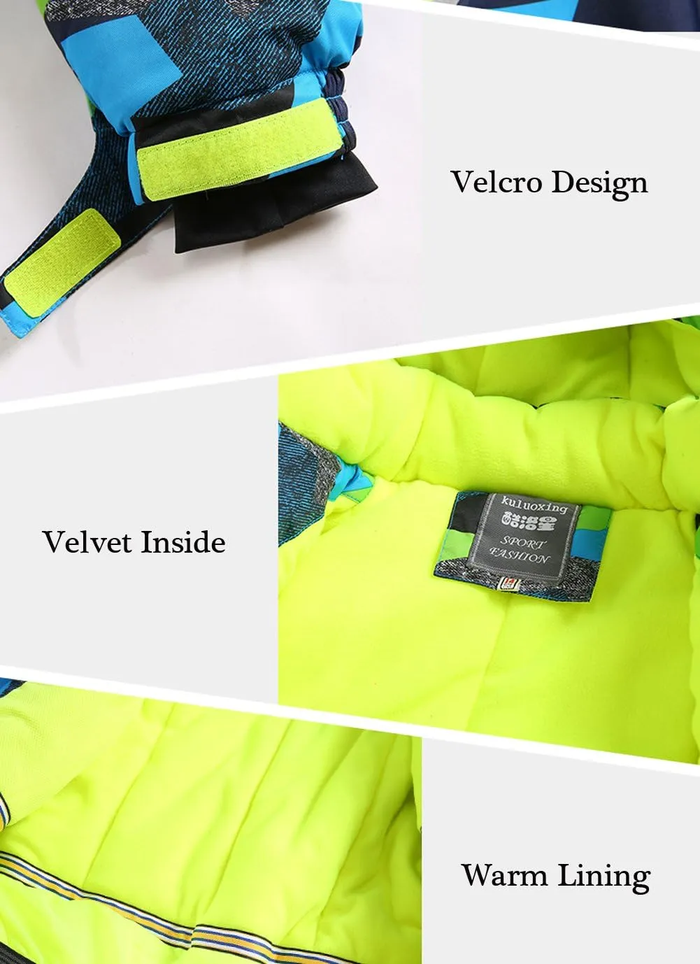 HOTIAN Boys Ski Jacket Colorful Waterproof Insulated Snow Coat Windproof Unisex Winter Outdoor Coats
